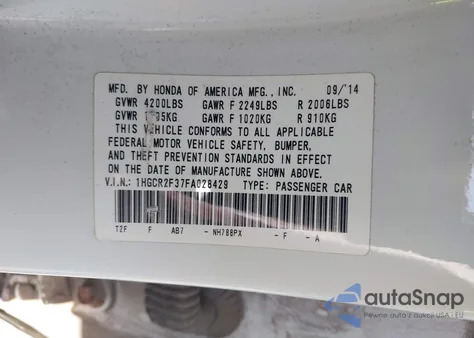 2015 Honda Accord Lx z USA, uszkodzony, nr VIN 1HGCR2F37FA028429